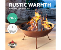 Rustic Fire Pit Wood Burner Outdoor Iron Bowl 70CM - JVEES