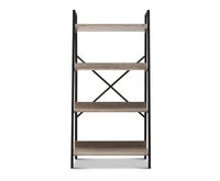 4 Tier Metal Bookcase Bookshelves Oak - JVEES