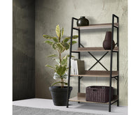 4 Tier Metal Bookcase Bookshelves Oak - JVEES