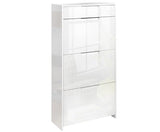 24 Pair High Gloss Wooden Shoe Cabinet - White - JVEES