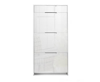 24 Pair High Gloss Wooden Shoe Cabinet - White - JVEES