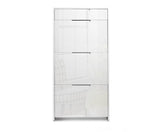 24 Pair High Gloss Wooden Shoe Cabinet - White - JVEES