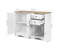Kitchen Sideboard Buffet with Shelf - White and Light Brown - JVEES