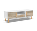 120cm Wooden Entertainment Unit - White & Wood - JVEES