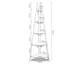 180cm 5 Tier Corner Ladder Bookshelf - White - JVEES