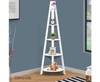 180cm 5 Tier Corner Ladder Bookshelf - White - JVEES