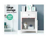 Bedside/Lamp Table Big Storage Drawers Cabinet Nightstand Chest White - JVEES