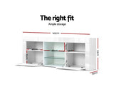 145cm RGB LED Gloss TV Stand Cabinet Entertainment Unit - JVEES