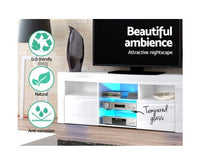 145cm RGB LED Gloss TV Stand Cabinet Entertainment Unit - JVEES