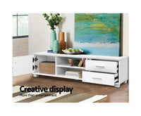 120cm Entertainment Unit Storage Cabinet Drawers Shelf - White - JVEES