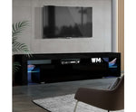 189cm RGB LED TV Stand Cabinet Entertainment Unit Gloss Black - JVEES