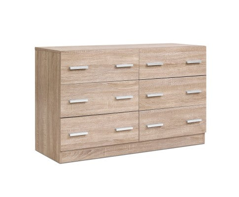 6 Drawer Lowboy Chest - Light Oak - JVEES