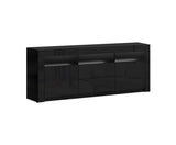 High Gloss TV Cabinet Entertainment Unit -RGB LED - 160cm Black - JVEES