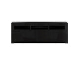 High Gloss TV Cabinet Entertainment Unit -RGB LED - 160cm Black - JVEES