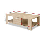 Coffee Table Wooden Shelf Thick Table Top - JVEES