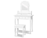 Dressing Table Stool Mirror Jewellery Cabinet White - JVEES