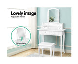 Dressing Table Stool Mirror Jewellery Cabinet White - JVEES