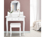 Dressing Table Stool Mirror Jewellery Cabinet White - JVEES