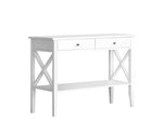 Console Table Hall Entry 2 Drawers Display White - JVEES