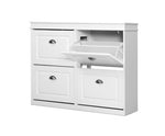 Shoe Cabinet Organiser Drawer Cupboard 24 Pairs - White - JVEES