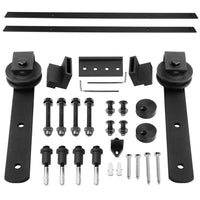 Sliding Door Hardware Track Set Powder Coat Steel Black - JVEES