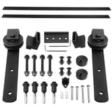 Sliding Door Hardware Track Set Powder Coat Steel Black - JVEES