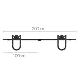 Cross Design Sliding Barn Door Hardware Track Set Powder Coat Steel Black - 2M - JVEES