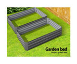 Set of 2 120 x 90cm Raised Garden Beds - Aluminium Grey - JVEES