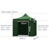 3x3 Pop Up Gazebo Hut with Sandbags Green - JVEES