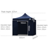 3x3 Pop Up Gazebo Hut with Sandbags Navy - JVEES