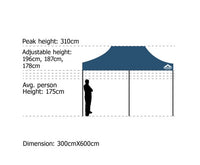 3mx6m Pop-up Garden Outdoor Gazebo - Navy - JVEES