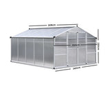 3.1 x 2.5M Polycarbonate Aluminium Greenhouse - Double Door - JVEES