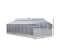 4.7 x 2.5M Polycarbonate Aluminium Green House - Double Door - JVEES