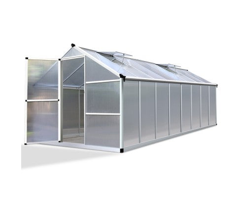 4.82 x 2.5M Polycarbonate Aluminium Green House - JVEES