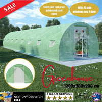 12x3m Polytunnel Greenhouse Steel Frame - Green