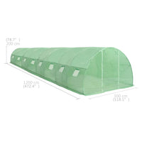 12x3m Polytunnel Greenhouse Steel Frame - Green