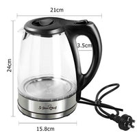 Glass Kettle with Blue LED Light - 1.7L - JVEES