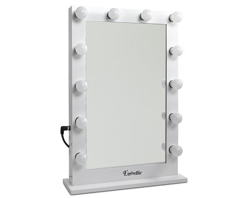 Make Up Mirror Frame with LED Lights 65 x 50cm White - JVEES
