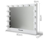Make Up Mirror Frame with LED Lights 65x80cm White - JVEES