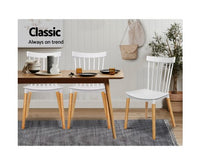 4 x Retro Beech Wood Cafe Style Dining Chairs - JVEES