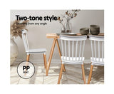 4 x Retro Beech Wood Cafe Style Dining Chairs - JVEES