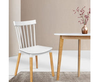 4 x Retro Beech Wood Cafe Style Dining Chairs - JVEES