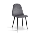 4 X Velvet Dining Chairs Dark Grey - JVEES