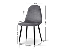 4 X Velvet Dining Chairs Dark Grey - JVEES