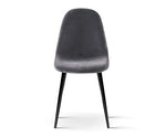 4 X Velvet Dining Chairs Dark Grey - JVEES