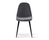 4 X Velvet Dining Chairs Dark Grey - JVEES