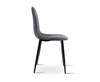 4 X Velvet Dining Chairs Dark Grey - JVEES