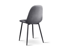 4 X Velvet Dining Chairs Dark Grey - JVEES