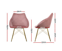 Set of 2 Artiss Valisa Dining Chairs Kitchen Chairs Upholstered Velvet Pink