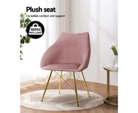 Set of 2 Artiss Valisa Dining Chairs Kitchen Chairs Upholstered Velvet Pink